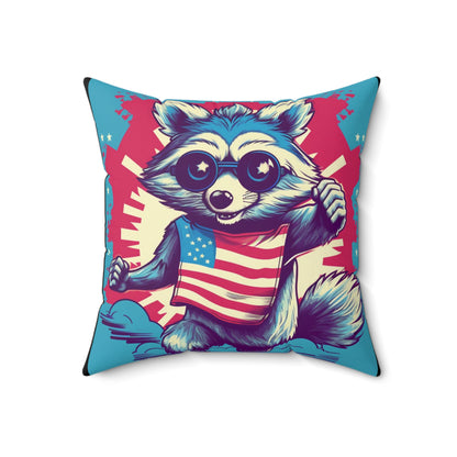 American Great Raccoon USA Classic Graphic Spun Polyester Square Pillow