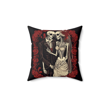 Halloween Wedding Bride & Groom Love - Holiday Festive - Spun Polyester Square Pillow