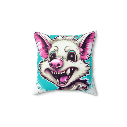 Animated Opossum Retro Anime Fun Graphic Spun Polyester Square Pillow