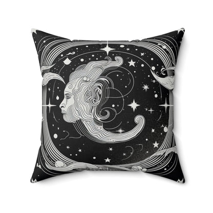 Aquarius Zodiac, Air Element, Spun Polyester Square Pillow