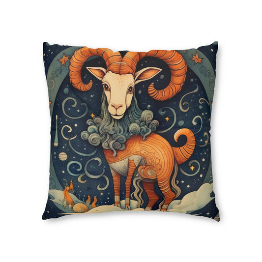 Capricorn Zodiac Children's Book Style Humorous Design - Tufted Floor Pillow, Square