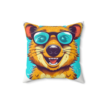 Quokka Cartoon Design Happy Animal Spun Polyester Square Pillow