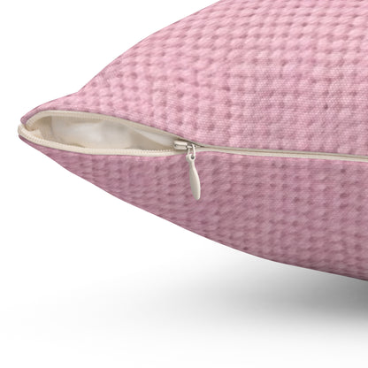 Blushing Garment Dye Pink: Denim-Inspired, Soft-Toned Fabric - Spun Polyester Square Pillow