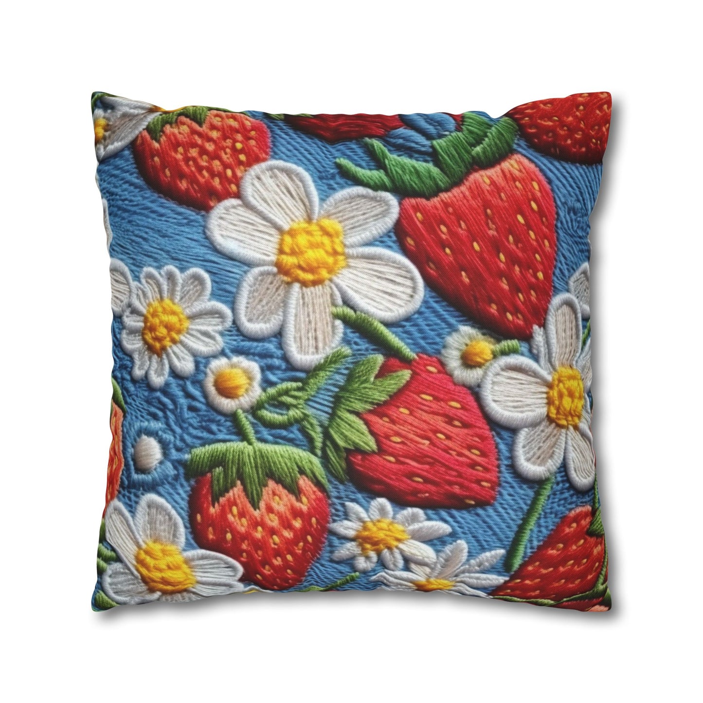 Orchard Berries: Juicy Sweetness from Nature's Garden - Fresh Strawberry Elegance - Spun Polyester Square Pillow Case