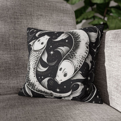 Pisces Zodiac Sign Polyester Square Pillow Case, Double Sided Design