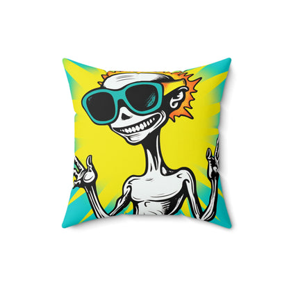 Designer Alien Summer Style Spun Polyester Square Pillow