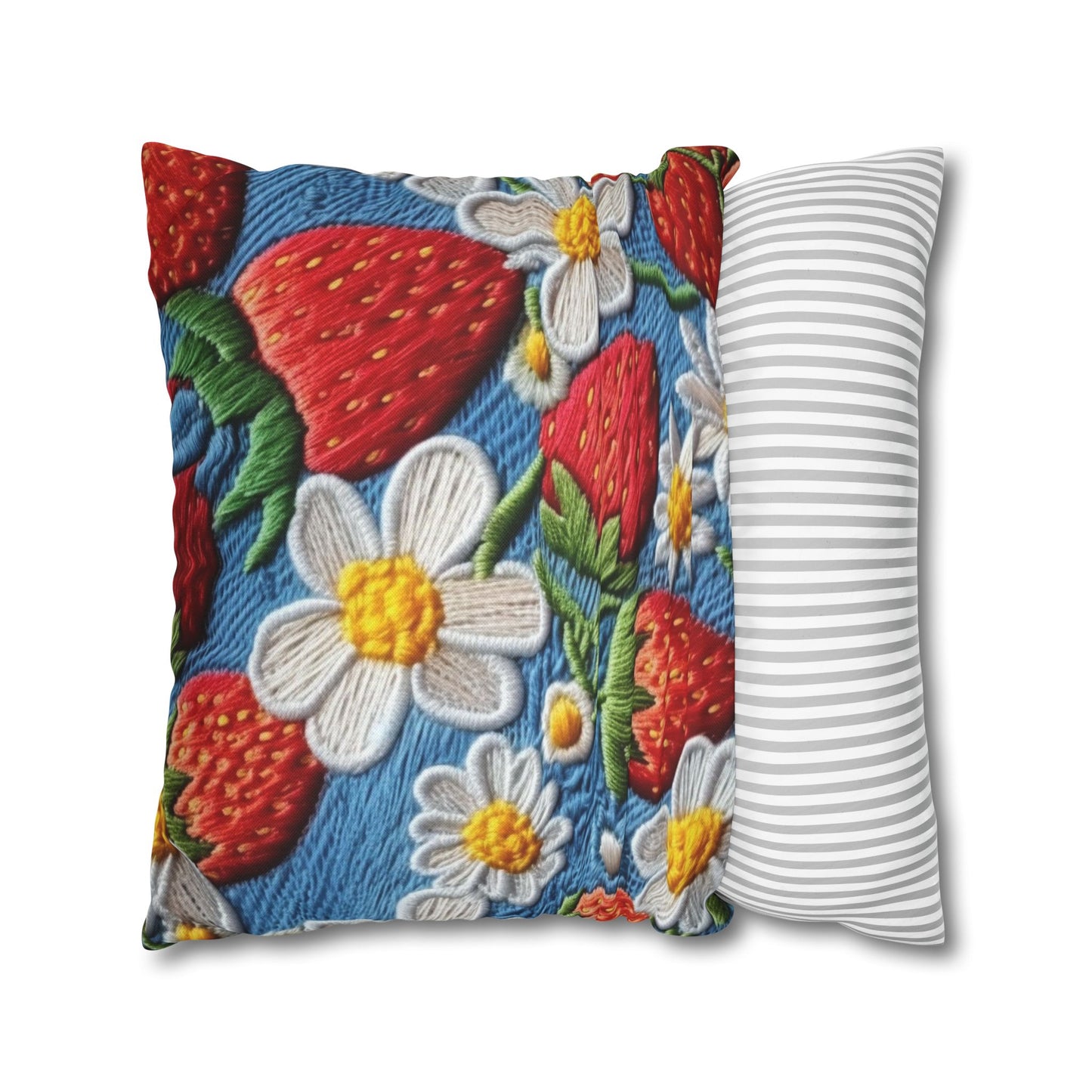 Orchard Berries: Juicy Sweetness from Nature's Garden - Fresh Strawberry Elegance - Spun Polyester Square Pillow Case