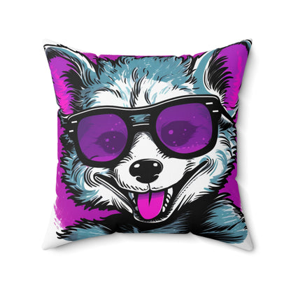 Cheerful Possum Animated Graphic Spun Polyester Square Pillow