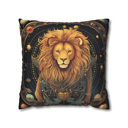 Astrological Leo Sign - Vibrant Cosmic Zodiac Astrology - Spun Polyester Square Pillow Case