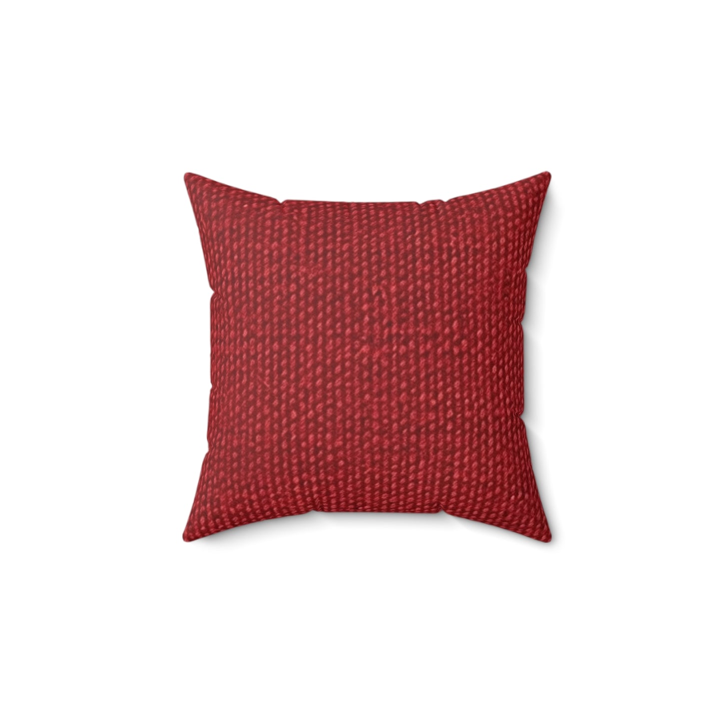 Bold Ruby Red: Denim-Inspired, Passionate Fabric Style - Spun Polyester Square Pillow