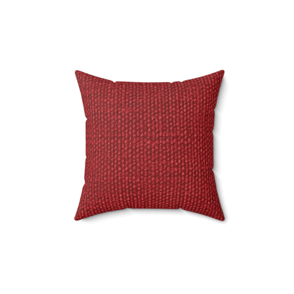 Bold Ruby Red: Denim-Inspired, Passionate Fabric Style - Spun Polyester Square Pillow