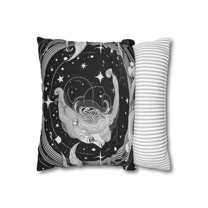 Aquarius Sign Spun Polyester Square Pillow Case, Double Sided Print