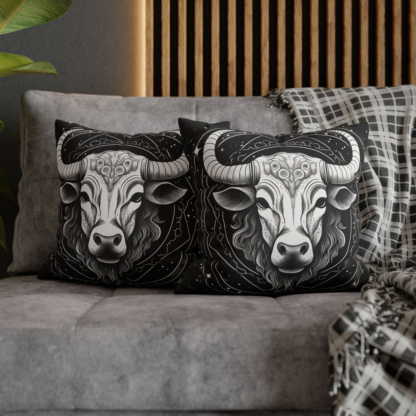 Taurus Sign Spun Polyester Square Pillow Case, Indoor, Double Sided