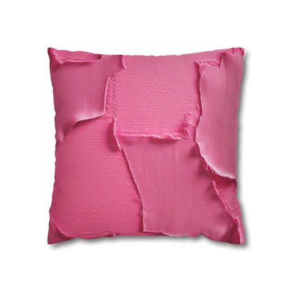 Distressed Neon Pink: Edgy, Ripped Denim-Inspired Doll Fabric - Spun Polyester Square Pillow Case