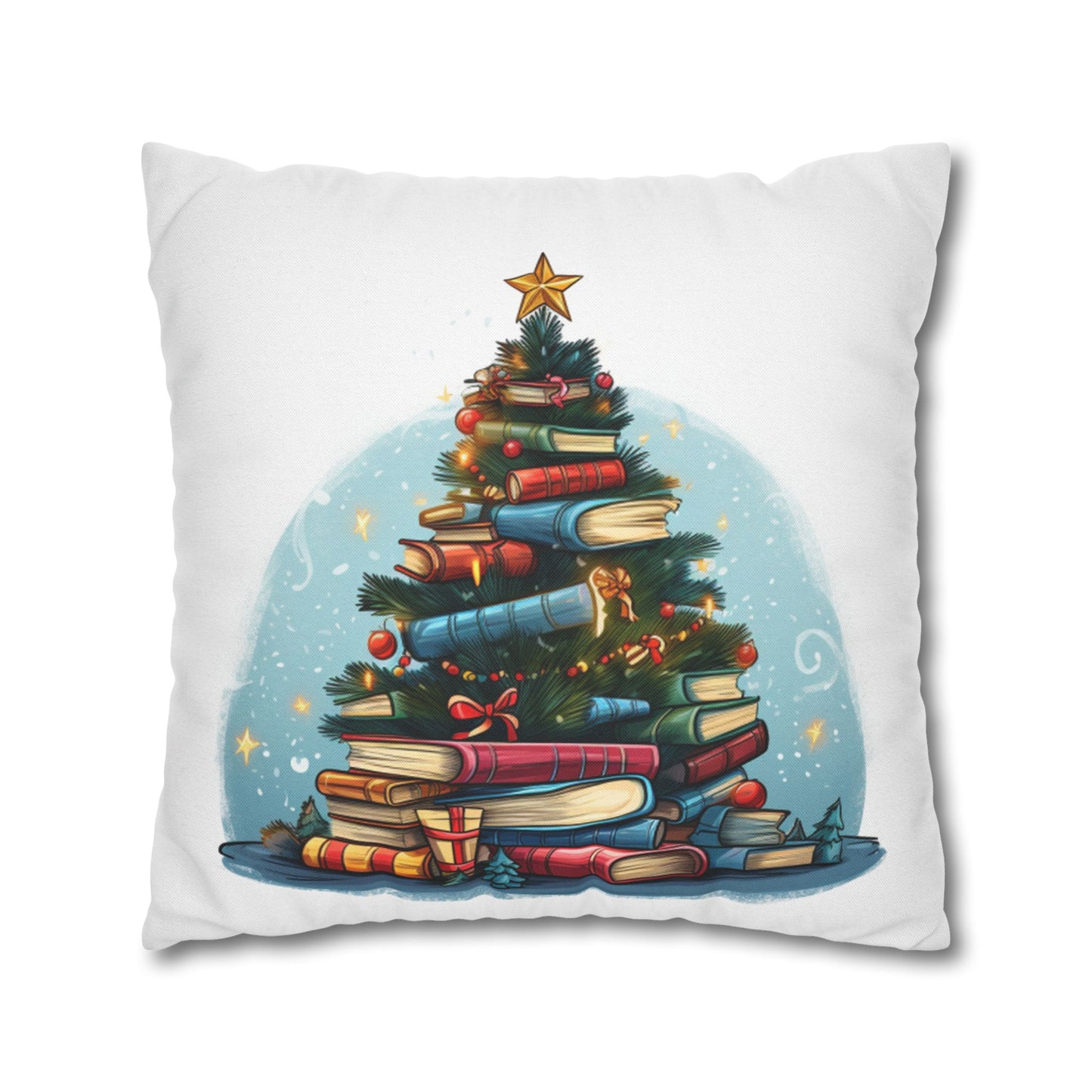 Book Lover Christmas Tree, Gift For Readers - Spun Polyester Square Pillow Case