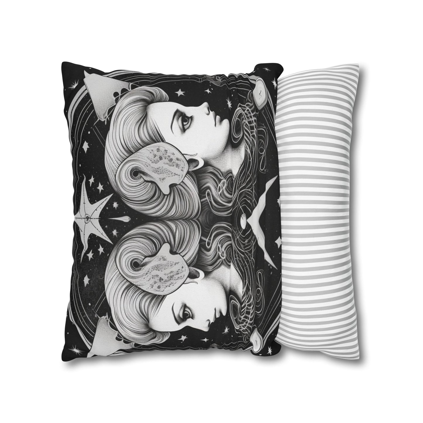 Gemini Zodiac Polyester Square Pillow Case, Indoor, Double Sided Print