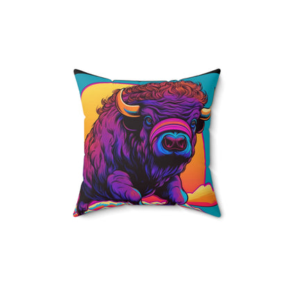 American Bison Graphic Spun Polyester Square Pillow