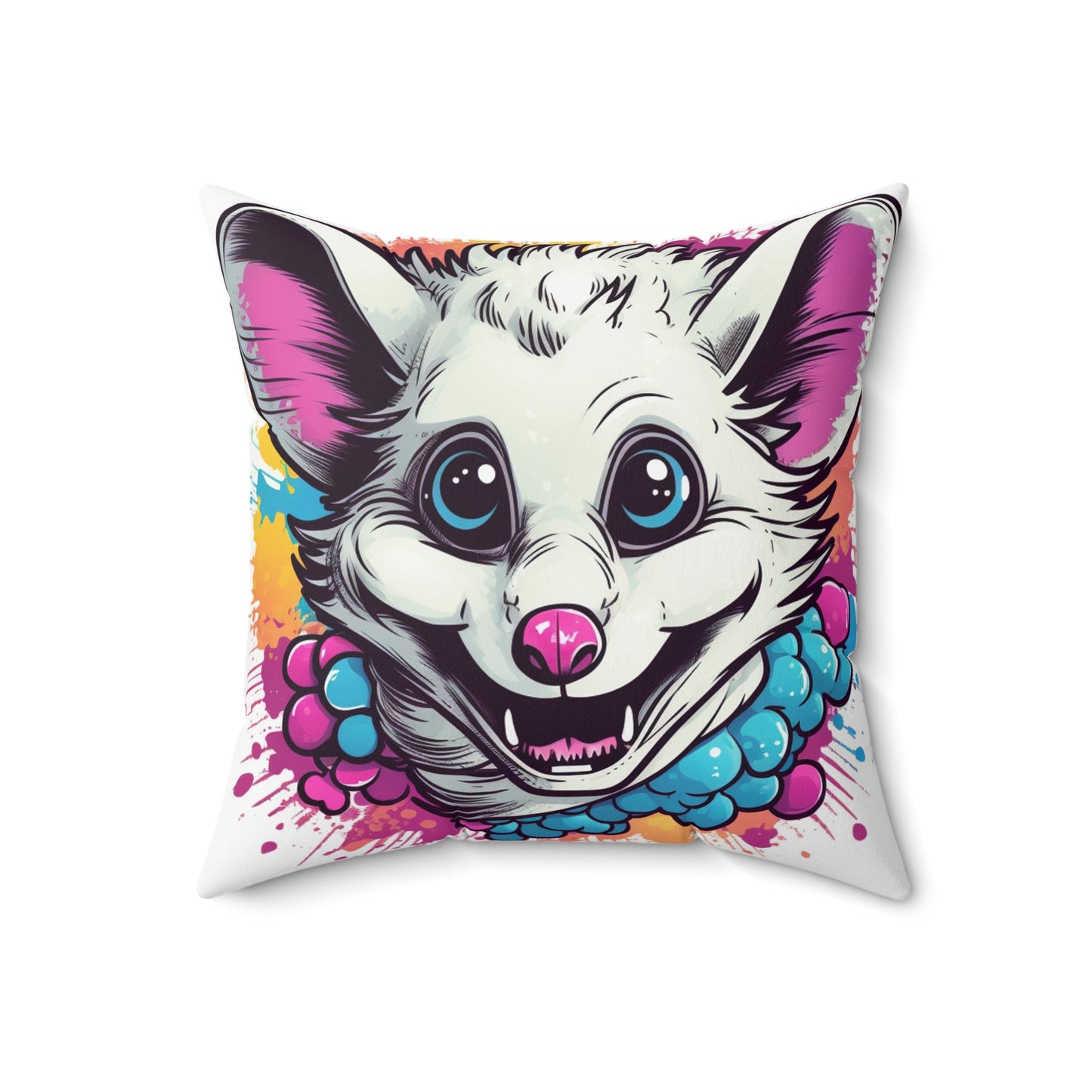 Opossum Animal Creature Anime Character Animation Spun Polyester Square Pillow