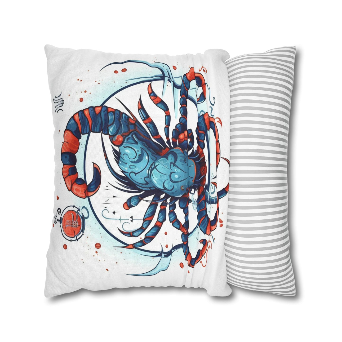 Cute Scorpio Zodiac Sign - Big Claws, Long Tail Cosmic Astrology Symbol - Spun Polyester Square Pillow Case