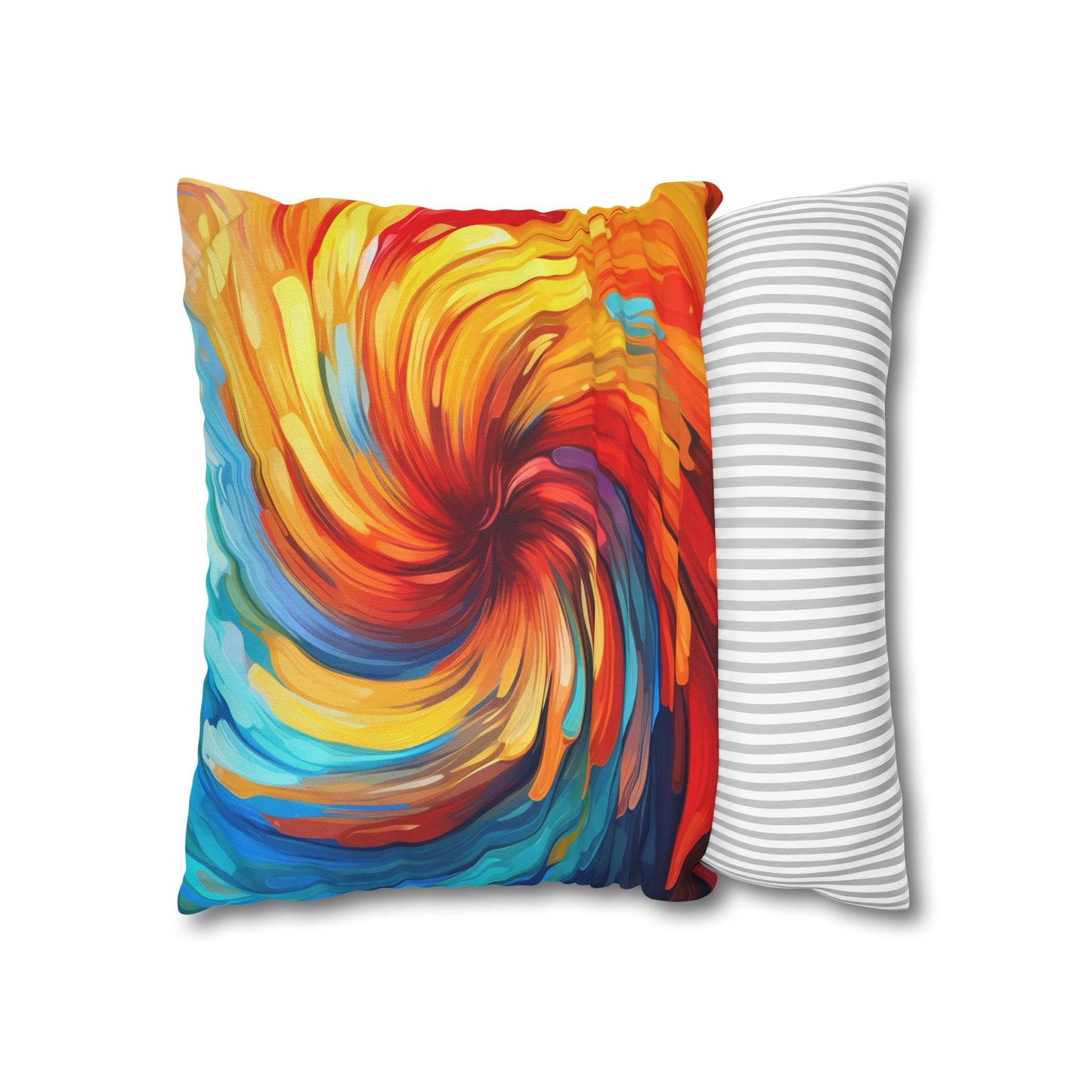 Vibrant Swirling Abstract Art - Unique and Colorful Spun Polyester Square Pillow Case