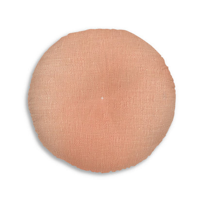 Soft Pink-Orange Peach: Denim-Inspired, Lush Fabric - Tufted Floor Pillow, Round