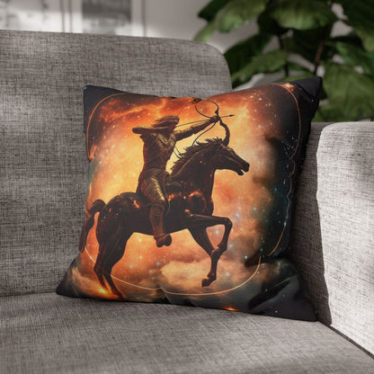 Sagittarius Constellation Totem - Archer in Action Zodiac Symbol - Spun Polyester Square Pillow Case