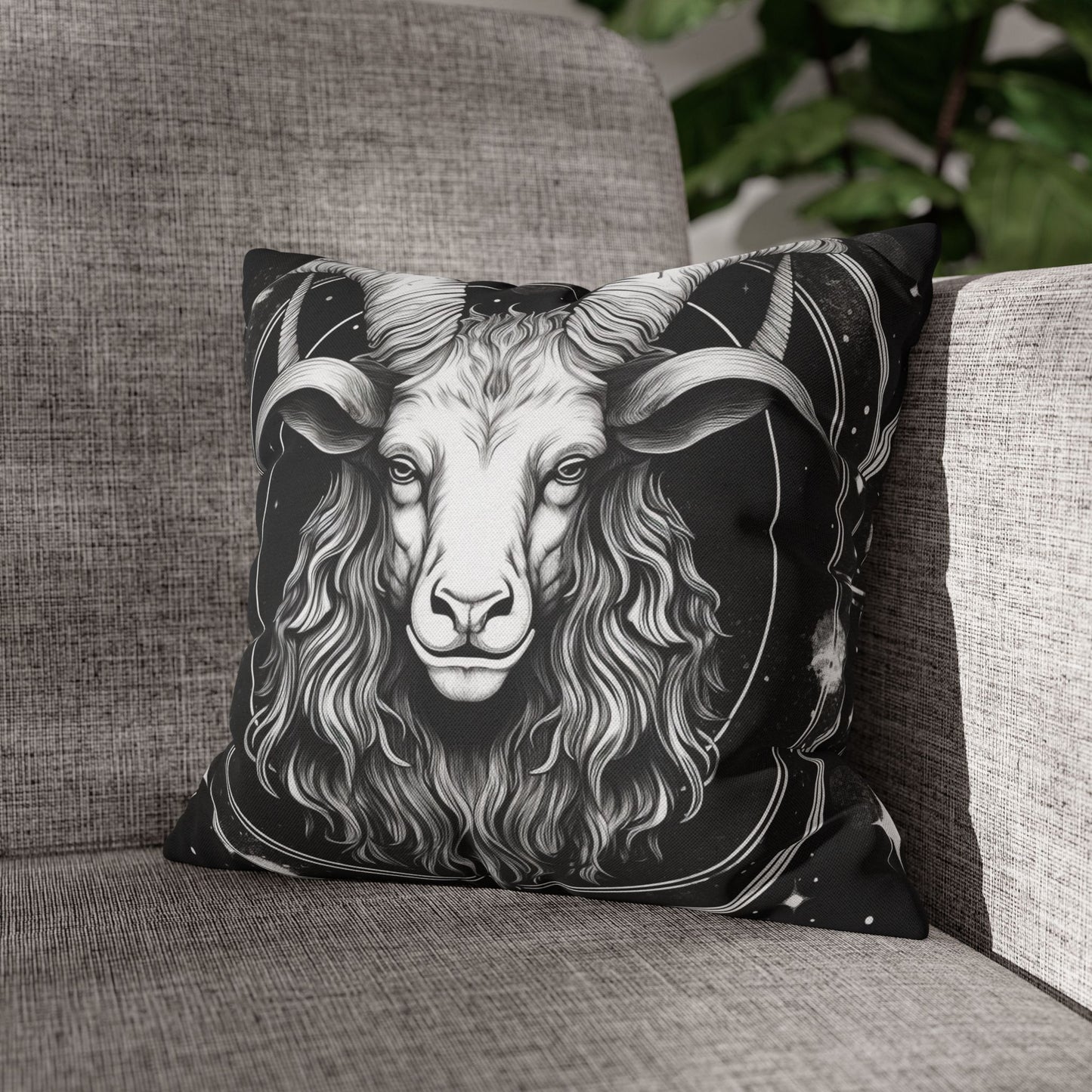 Capricorn Zodiac Sign Polyester Square Pillow Case, Double Sided