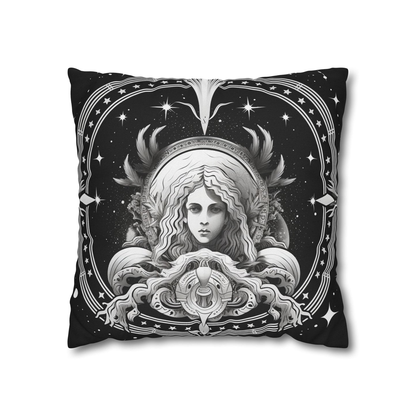 Virgo Zodiac Polyester Square Pillow Case, Indoor, Double Sided Design