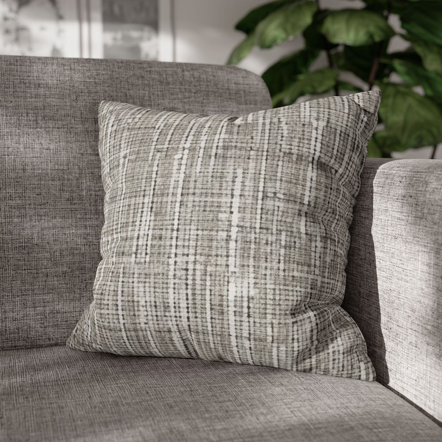 Silver Grey: Denim-Inspired, Contemporary Fabric Design - Spun Polyester Square Pillow Case