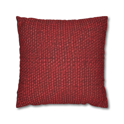 Bold Ruby Red: Denim-Inspired, Passionate Fabric Style - Spun Polyester Square Pillow Case