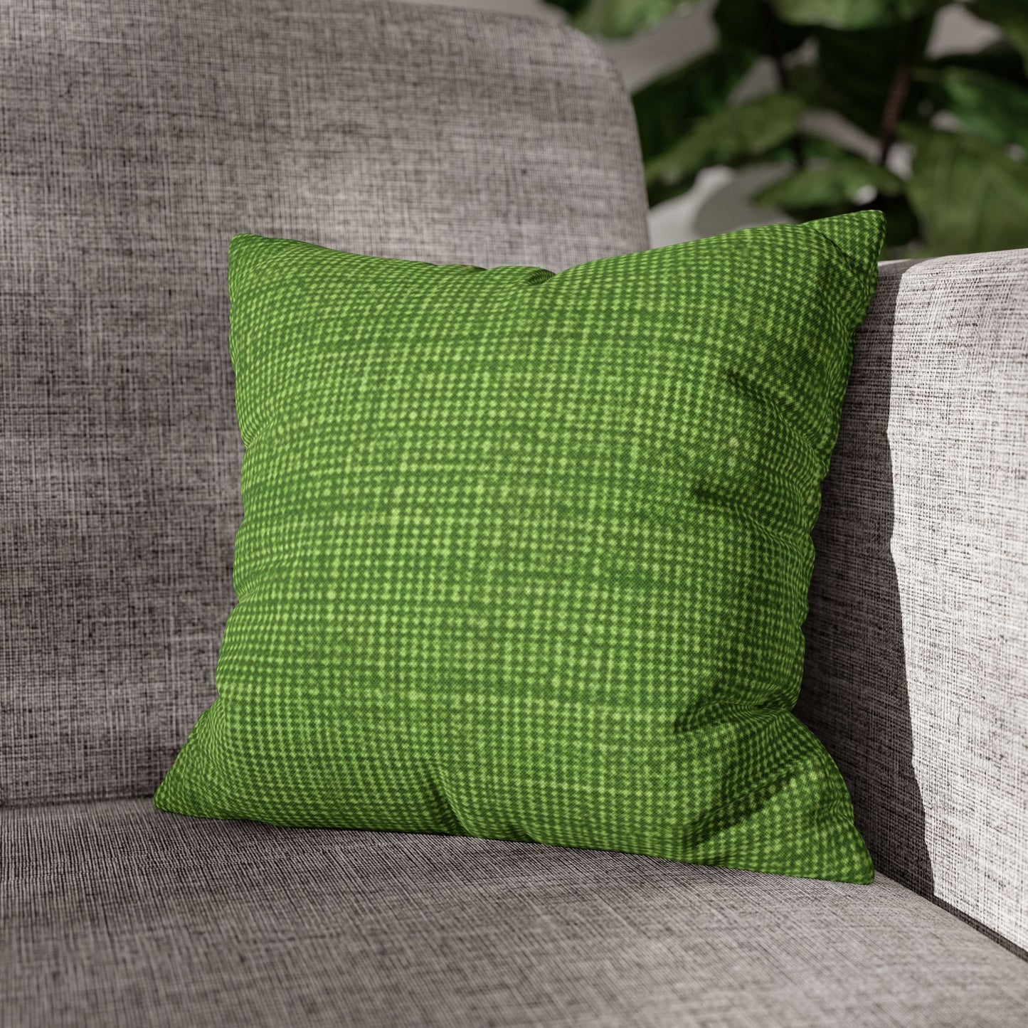 Olive Green Denim-Style: Seamless, Textured Fabric - Spun Polyester Square Pillow Case