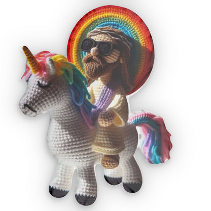 Jesus Unicorn Crochet | Aragami Doll | Christain Faith | Funny Plush Gift | Shaped Pillow