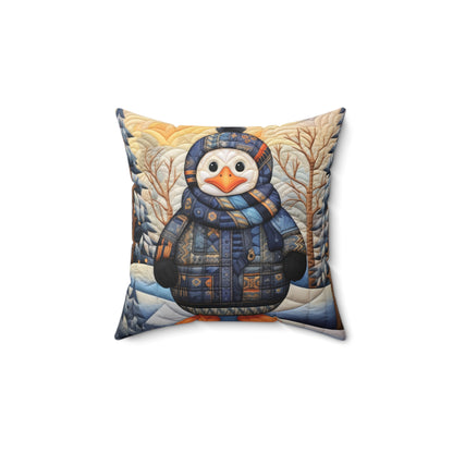 Penguin Quilt Design - Spun Polyester Square Pillow