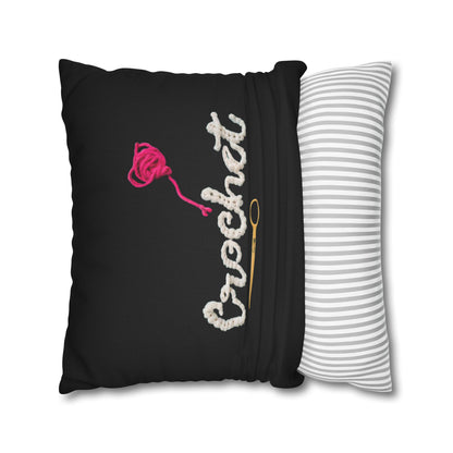 Crochet Love Gift - Heartfelt Fabric Fashion Collector Style - Spun Polyester Square Pillow Case