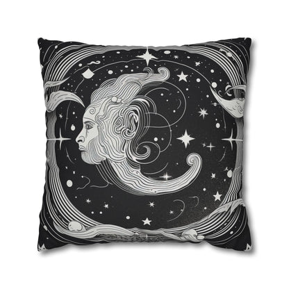 Aquarius Sign Spun Polyester Square Pillow Case, Double Sided Print