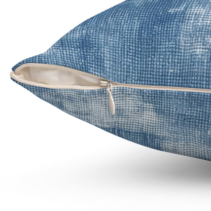 Faded Blue Washed-Out: Denim-Inspired, Style Fabric - Spun Polyester Square Pillow