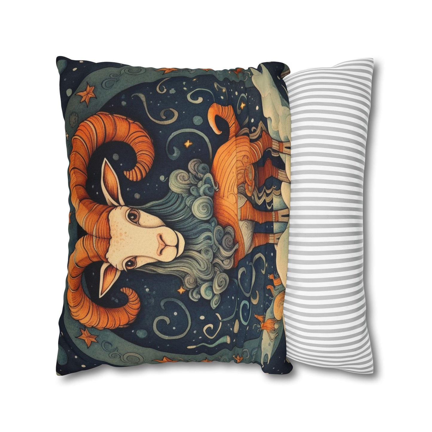 Capricorn Zodiac Children's Book Style Humorous Design - Spun Polyester Square Pillow Case