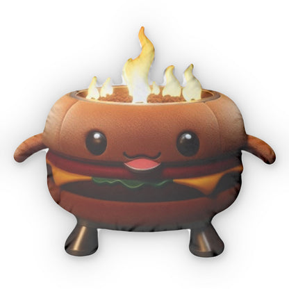 Round Portable Propane Gas Fire Pit Burger, Plush Shaped Pillow