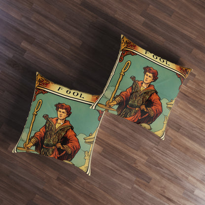 Mystical Tarot - Artistic Depiction of The Fool Card - Tufted Floor Pillow, Square