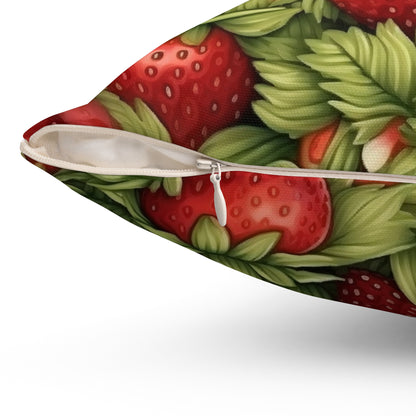 Strawberry Euphoria: The Ultimate Guide to Celebrating Life's Sweetest BerrySpun Polyester Square Pillow