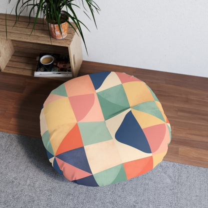 Minimalist Geometric Shapes - Pastel Decor Tufted Floor Pillow, Round