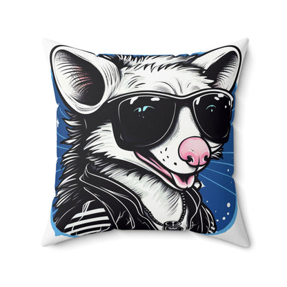 Whimsical Possum Retro Art Spun Polyester Square Pillow