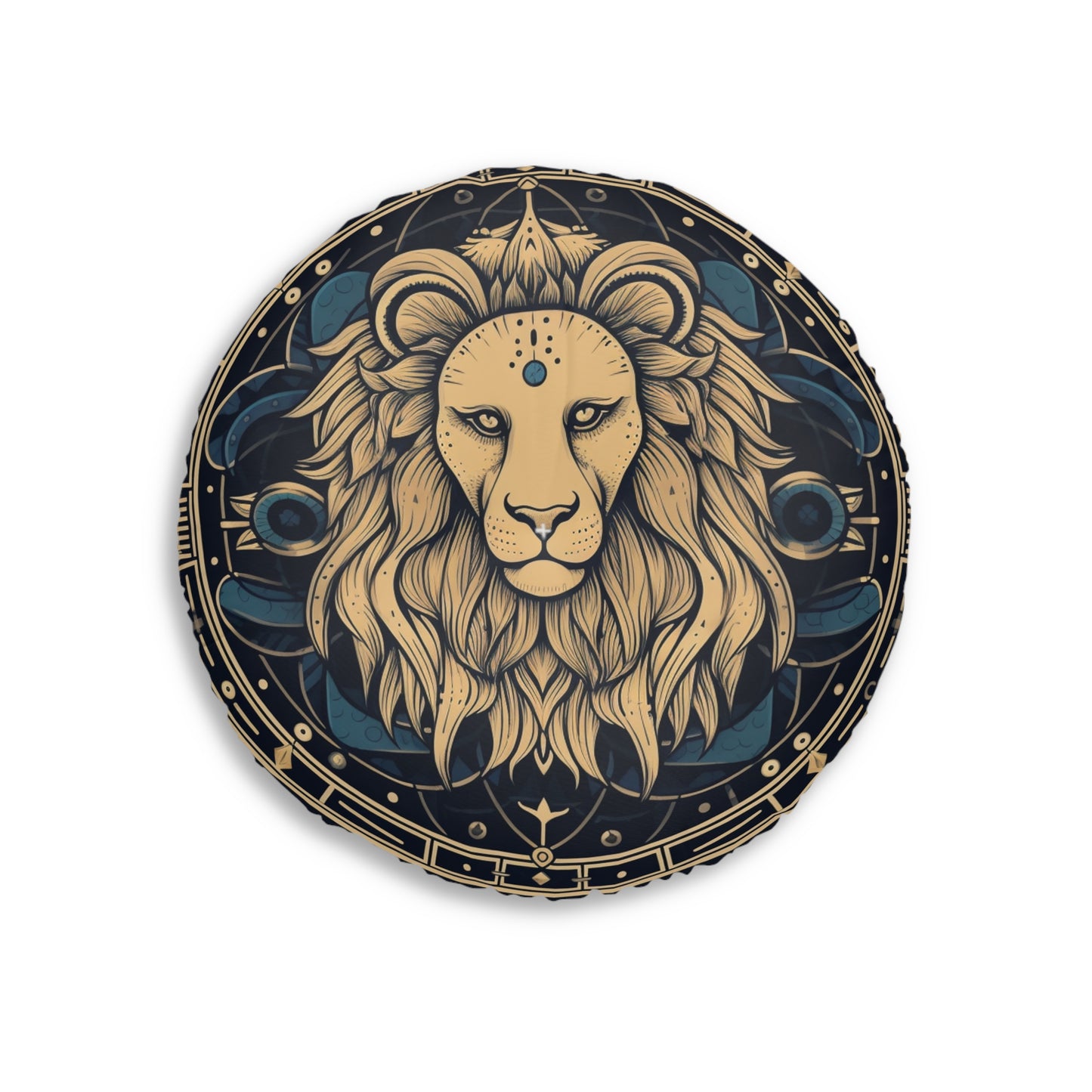 Leo Zodiac Sign - Mystic Circle Astrology Art Cosmic constellation - Tufted Floor Pillow, Round