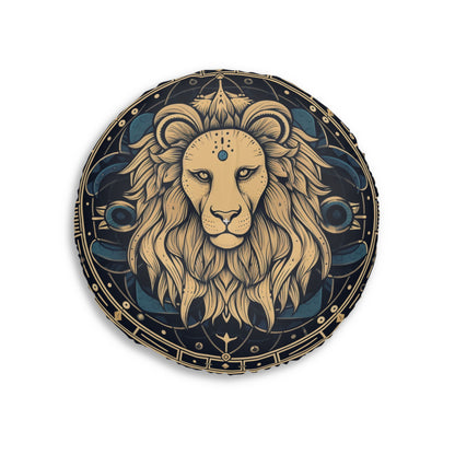 Leo Zodiac Sign - Mystic Circle Astrology Art Cosmic constellation - Tufted Floor Pillow, Round