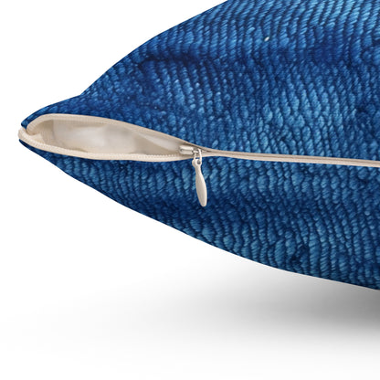 Blue Spectrum: Denim-Inspired Fabric Light to Dark - Spun Polyester Square Pillow