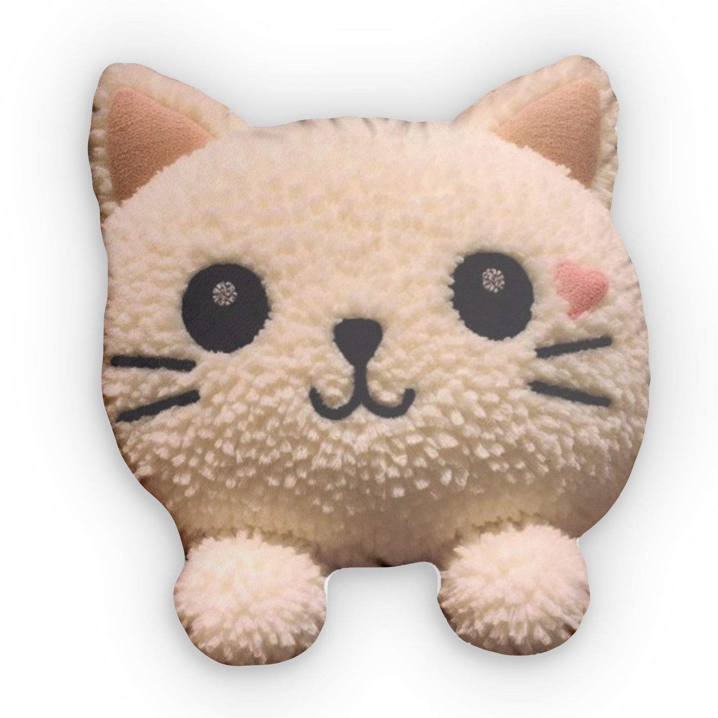 Kitten Boucle Shaped Pillow, Plush Cat Gift