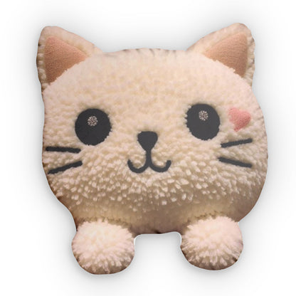 Kitten Boucle Shaped Pillow, Plush Cat Gift