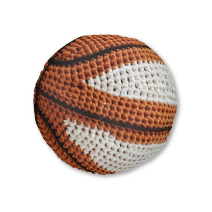 Home Basketball Shaped Hooked Pillow - Assembled and Shipped From USA - Tufted Floor Pillow, Round