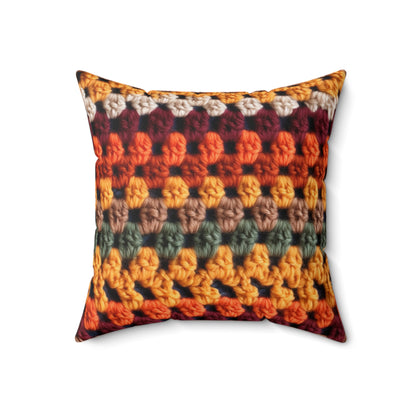 Crochet Thanksgiving Fall: Classic Fashion Colors for Seasonal Look - Spun Polyester Square Pillow