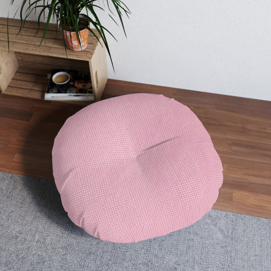 Blushing Garment Dye Pink: Denim-Inspired, Soft-Toned Fabric - Tufted Floor Pillow, Round